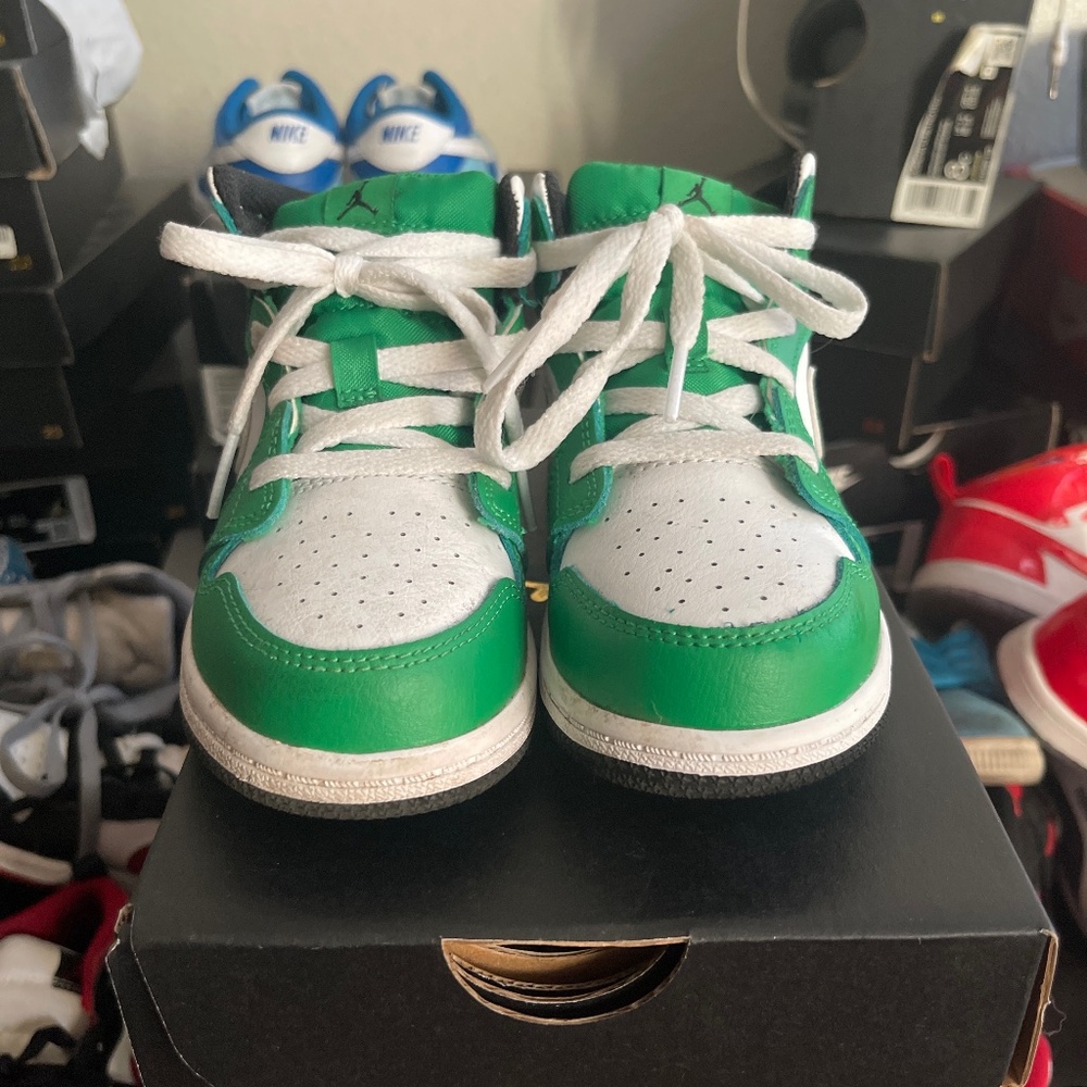 Jordan 1 Mid Lucky Green/white 10c